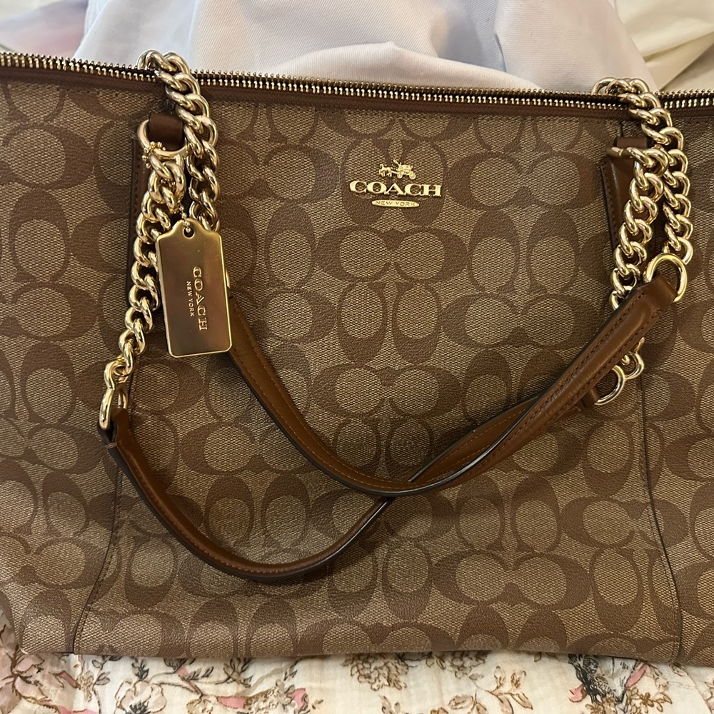 Coach Brown and Gold Signature Tote